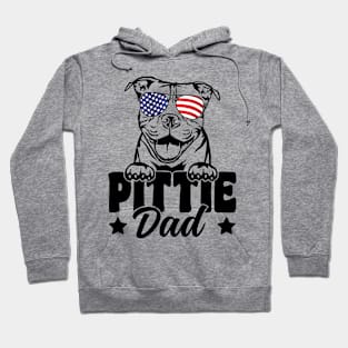 Pittie Dad USA Flag Patriotic Pitbull Dog Lover 4th Of July Hoodie